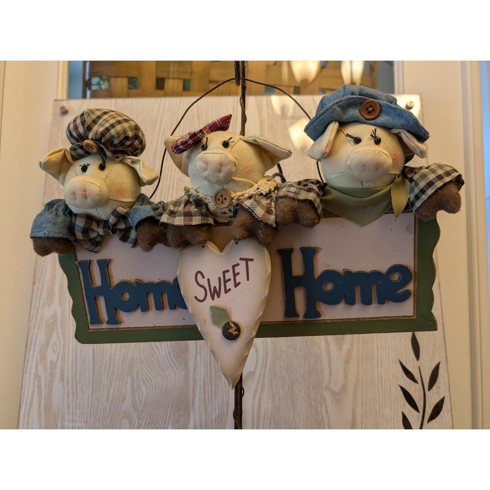 Dan Dee Rustic Plush Three Little Pigs Home Sweet Home Sign Farmhouse Wall Decor